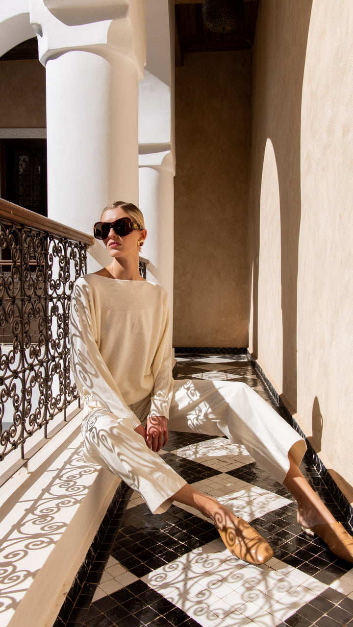 Dames pull in cashmere off-white met boothals | Louise