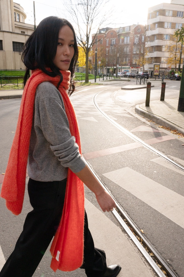 Dames sjaal mohair | Jille red orange