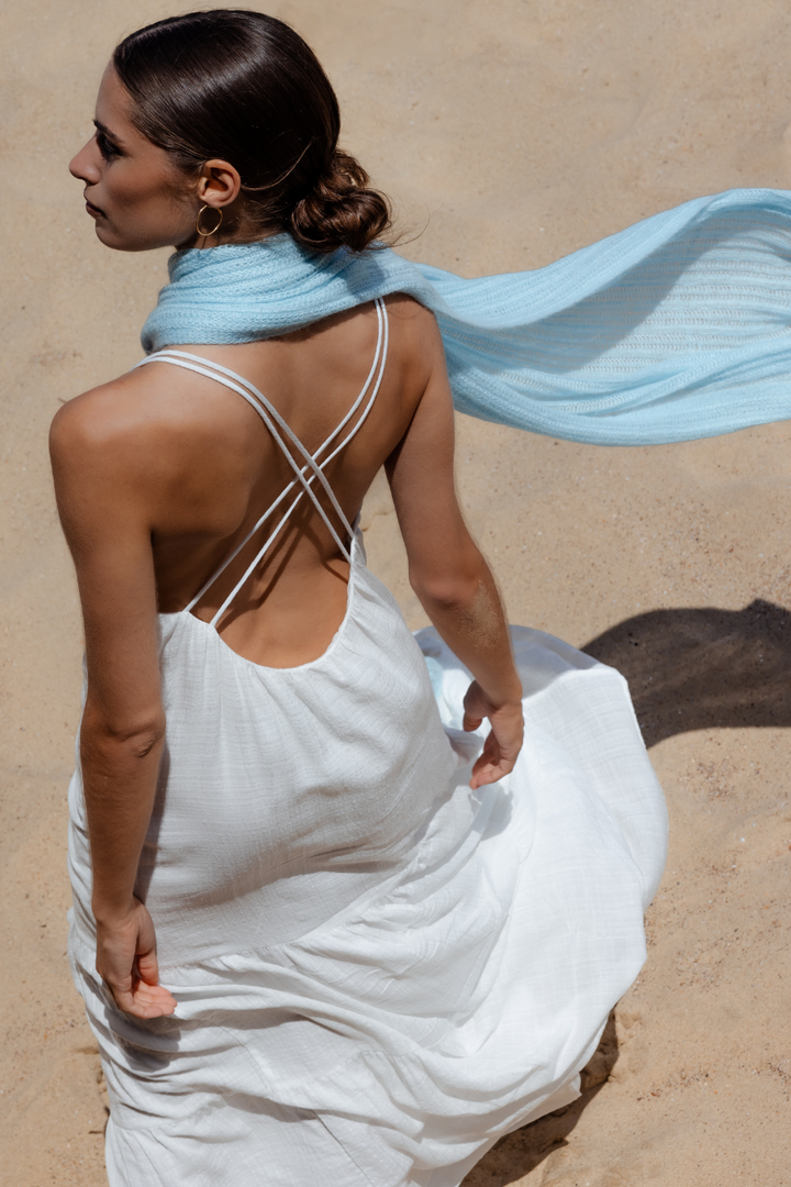 Dames sjaal mohair Azuurblauw | Charlotte Azure Ocean