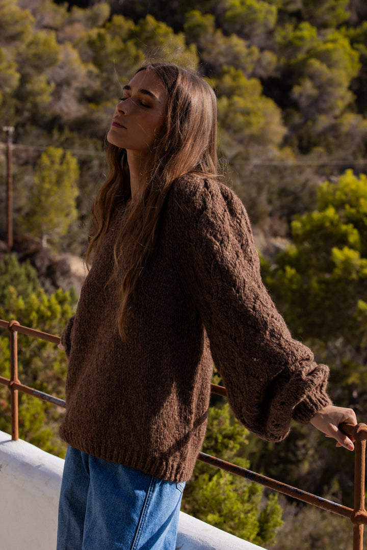 Dames Pull alpaca Valerie marron