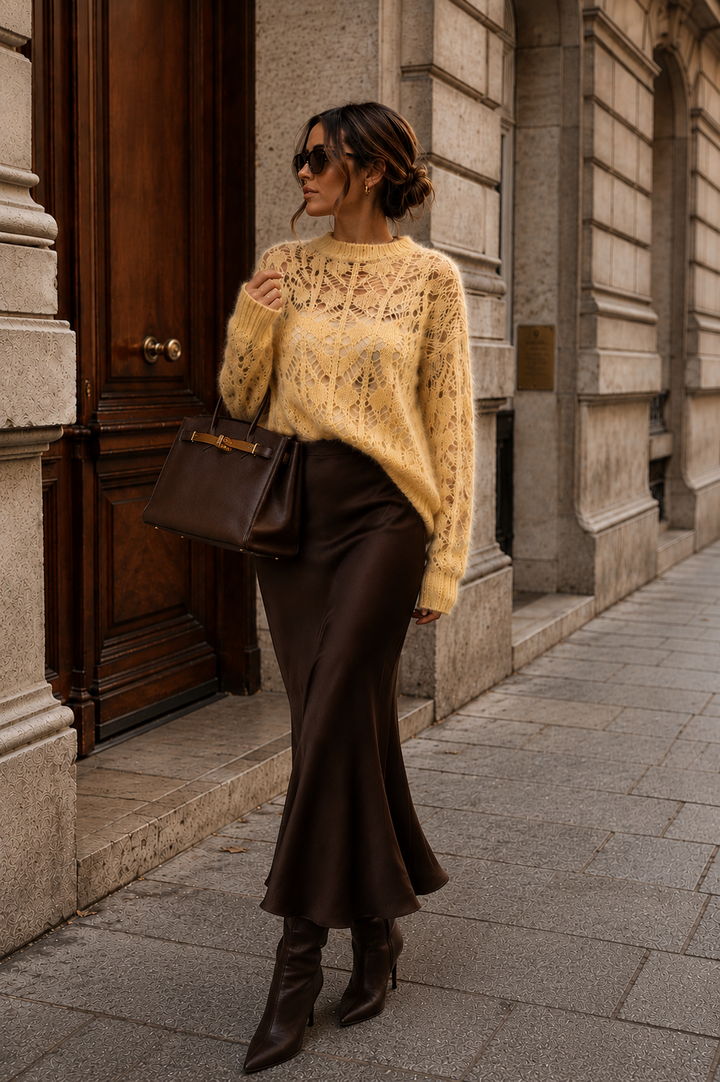 Dames pull kidmohair Camille Soft Butter Yellow