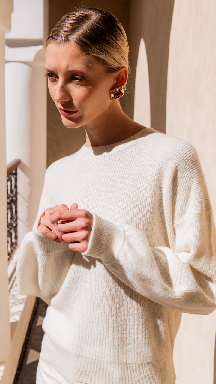 Pull Britt with round neck in cashmere-wool blend