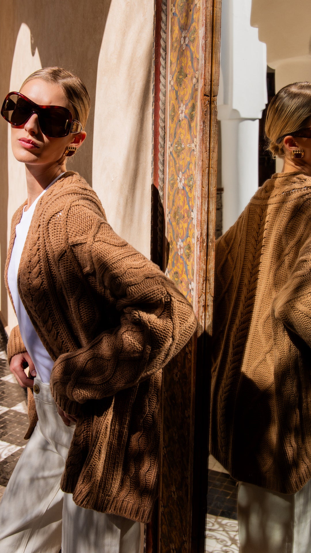 Alix cable knit vest cashmere taupe