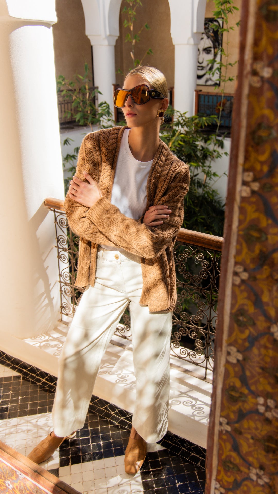 Alix cable knit vest cashmere taupe