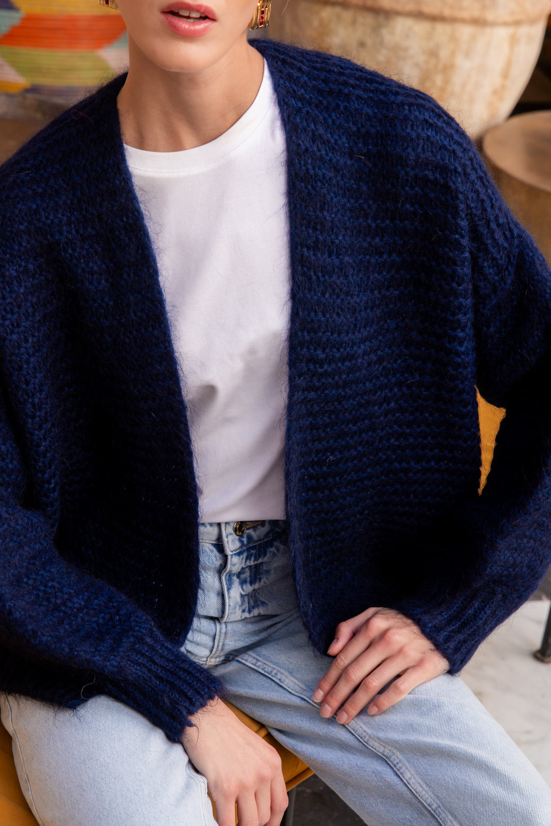 Women’s Mohair Scarf Laurence – night blue
