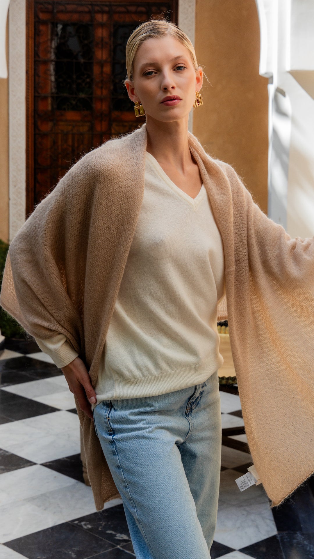 Écharpe Femme en Mohair Laurence – Sable