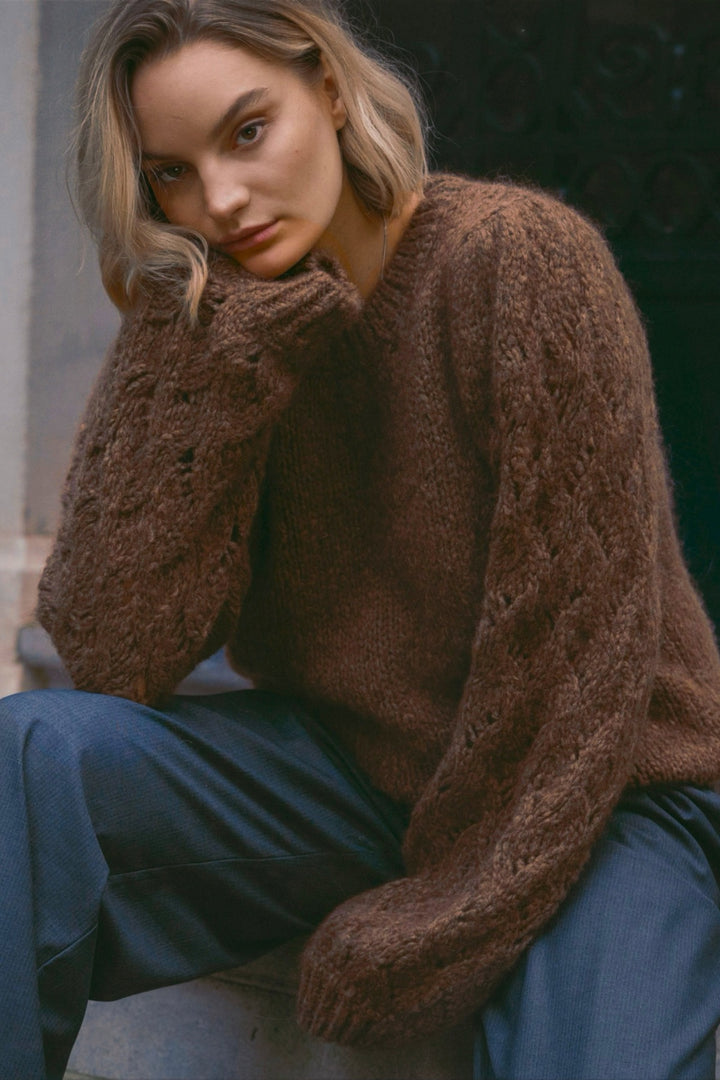 Dames Pull alpaca Valerie marron