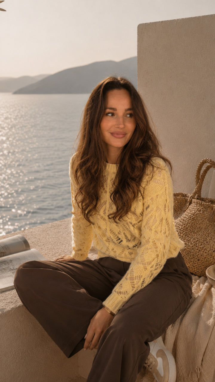 Dames pull kidmohair Camille Soft Butter Yellow