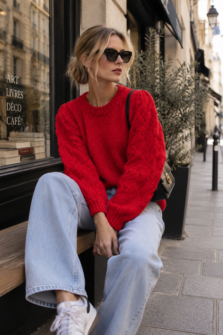Woman’s sweater alpaca Valerie red velvet
