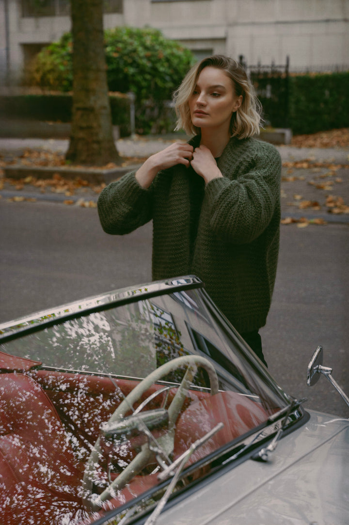 Isabelle Vest khaki mohair