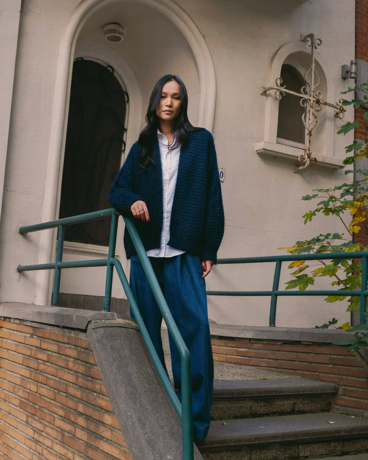 Isabelle Vest night blue mohair