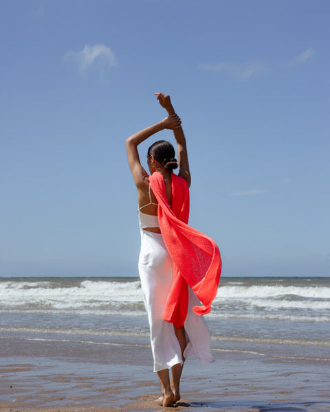 Dames sjaal mohair | Jille Neon Coral