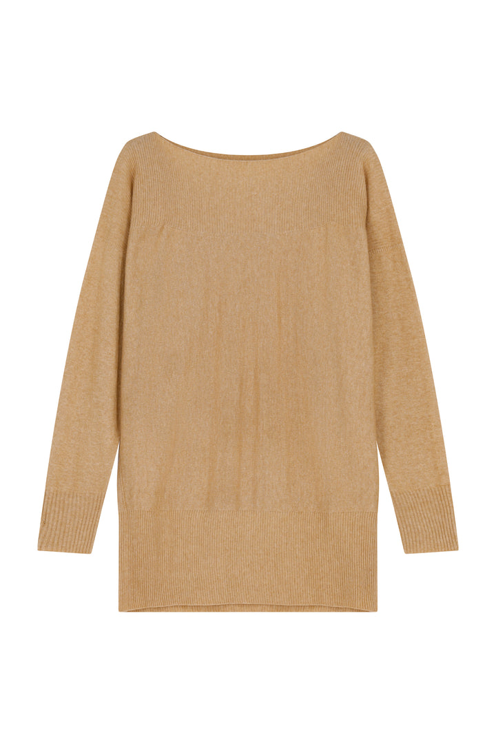Dames pull in cashmere Beige met boothals | Louise