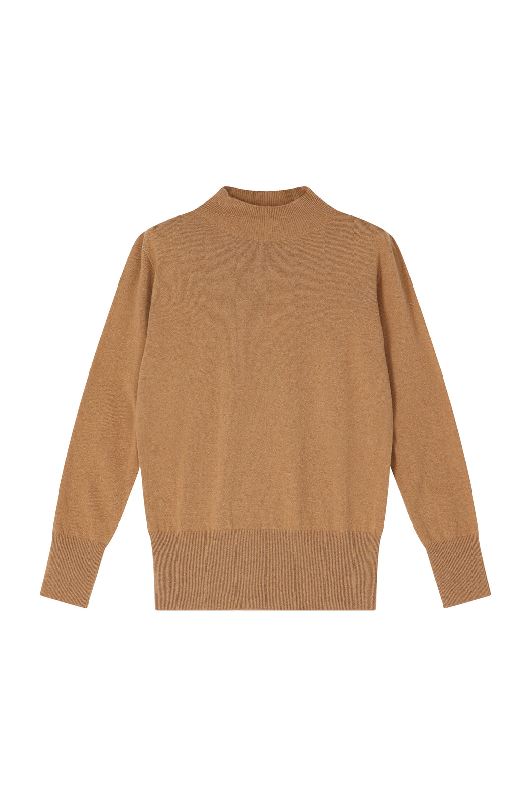 Dames pull cashmere camel Sandrine met opstaande kraag