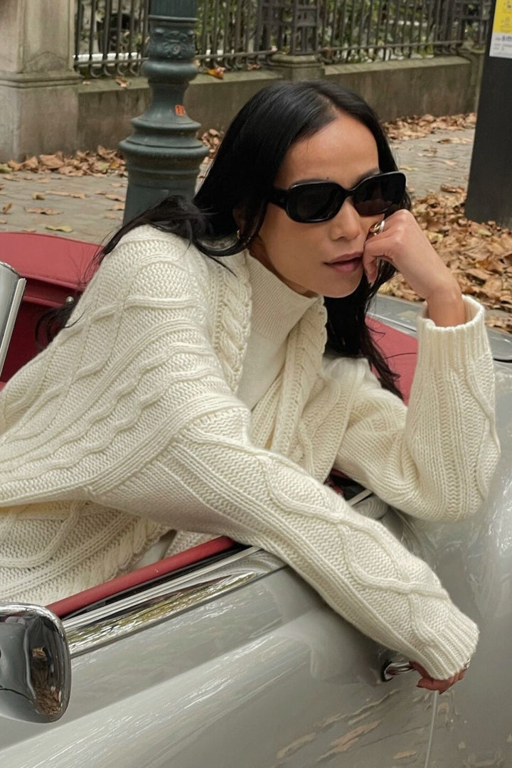 Alix cable knit vest cashmere milk