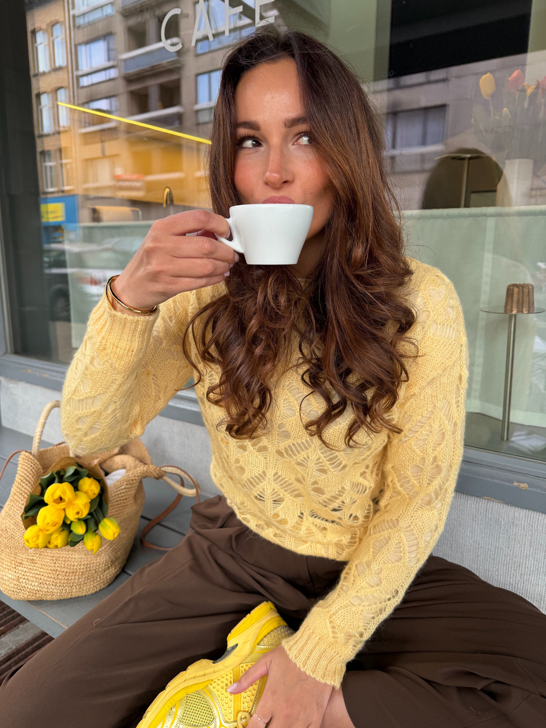 Dames pull kidmohair Camille Soft Butter Yellow