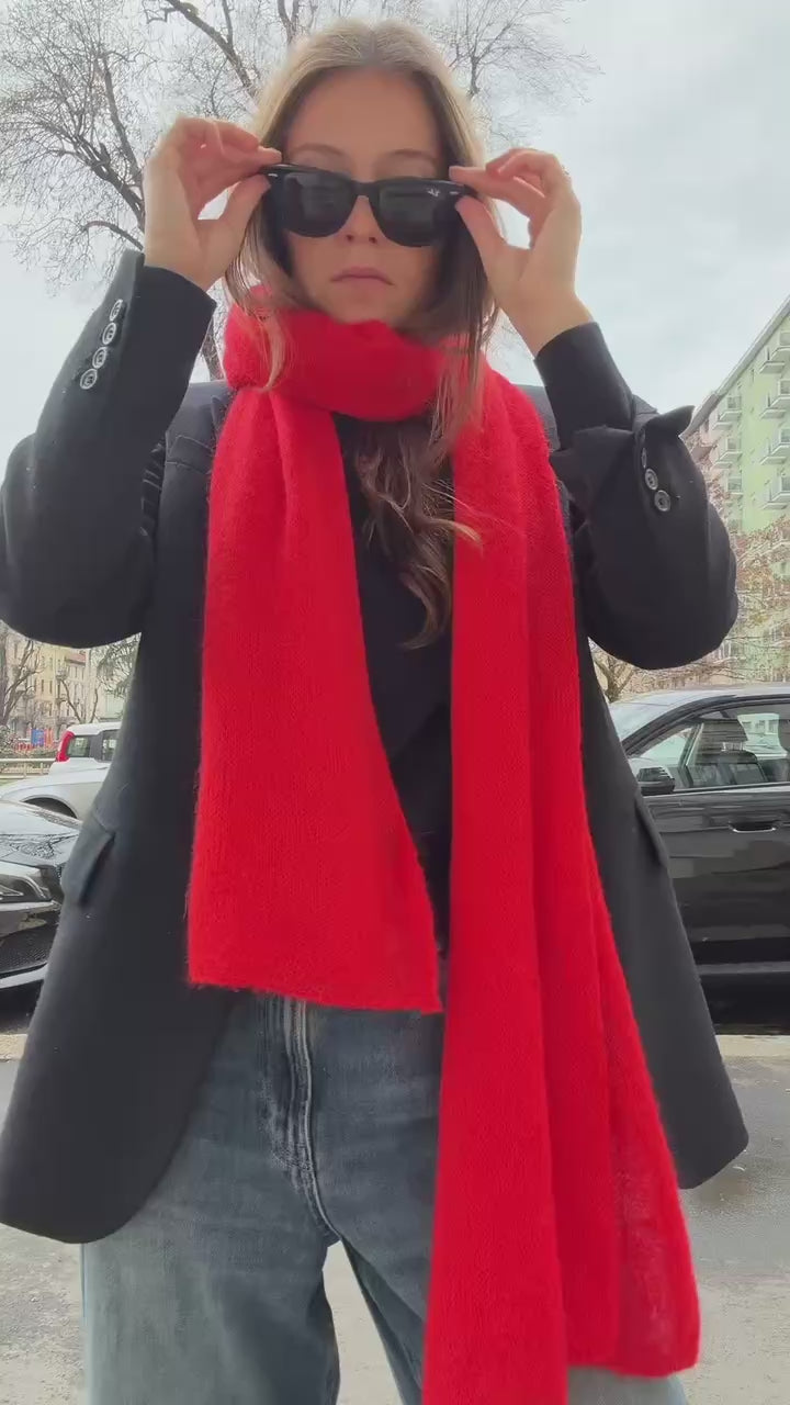 Dames sjaal Laurence red mohair